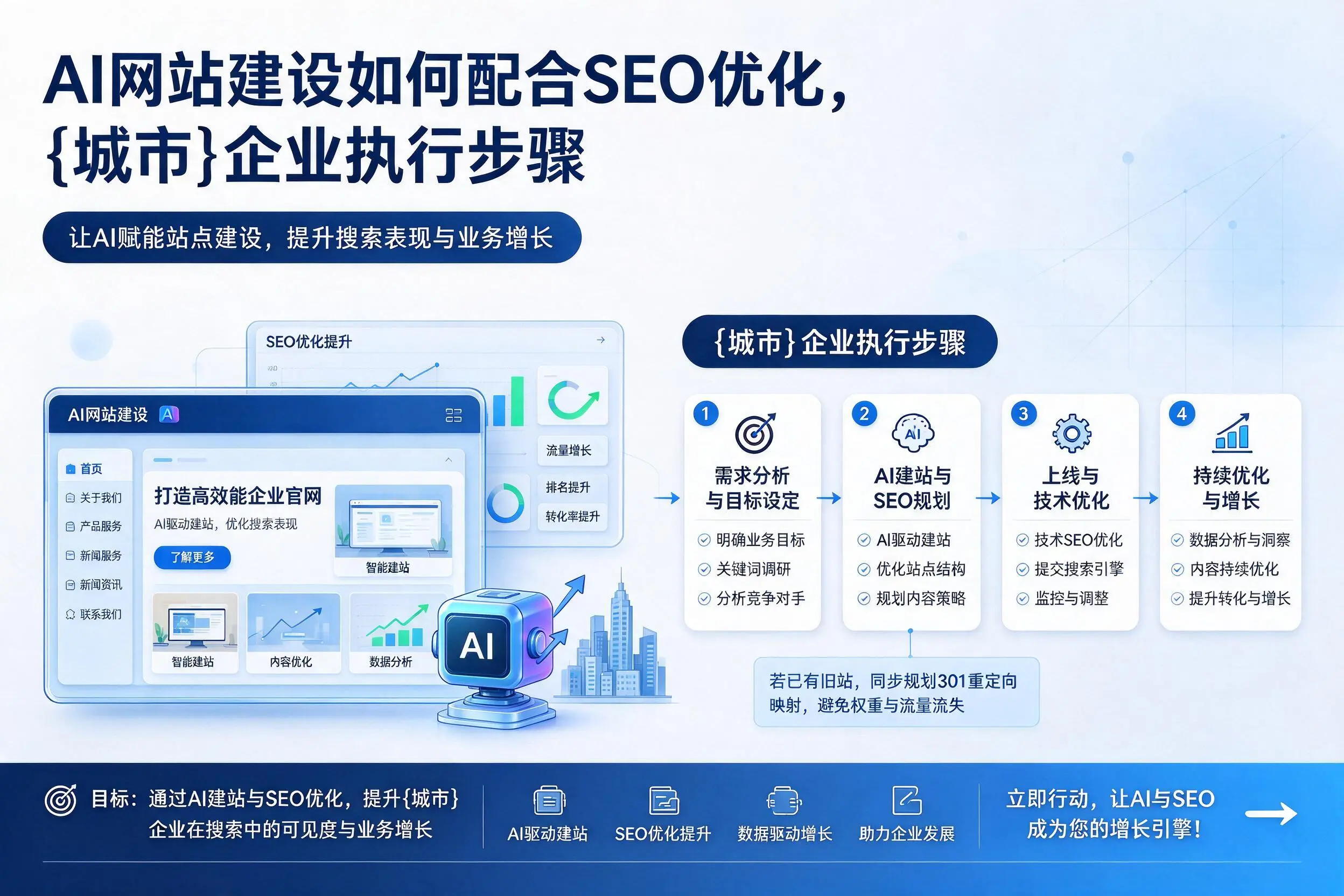 AI网站建设如何配合SEO优化，贺州企业执行步骤