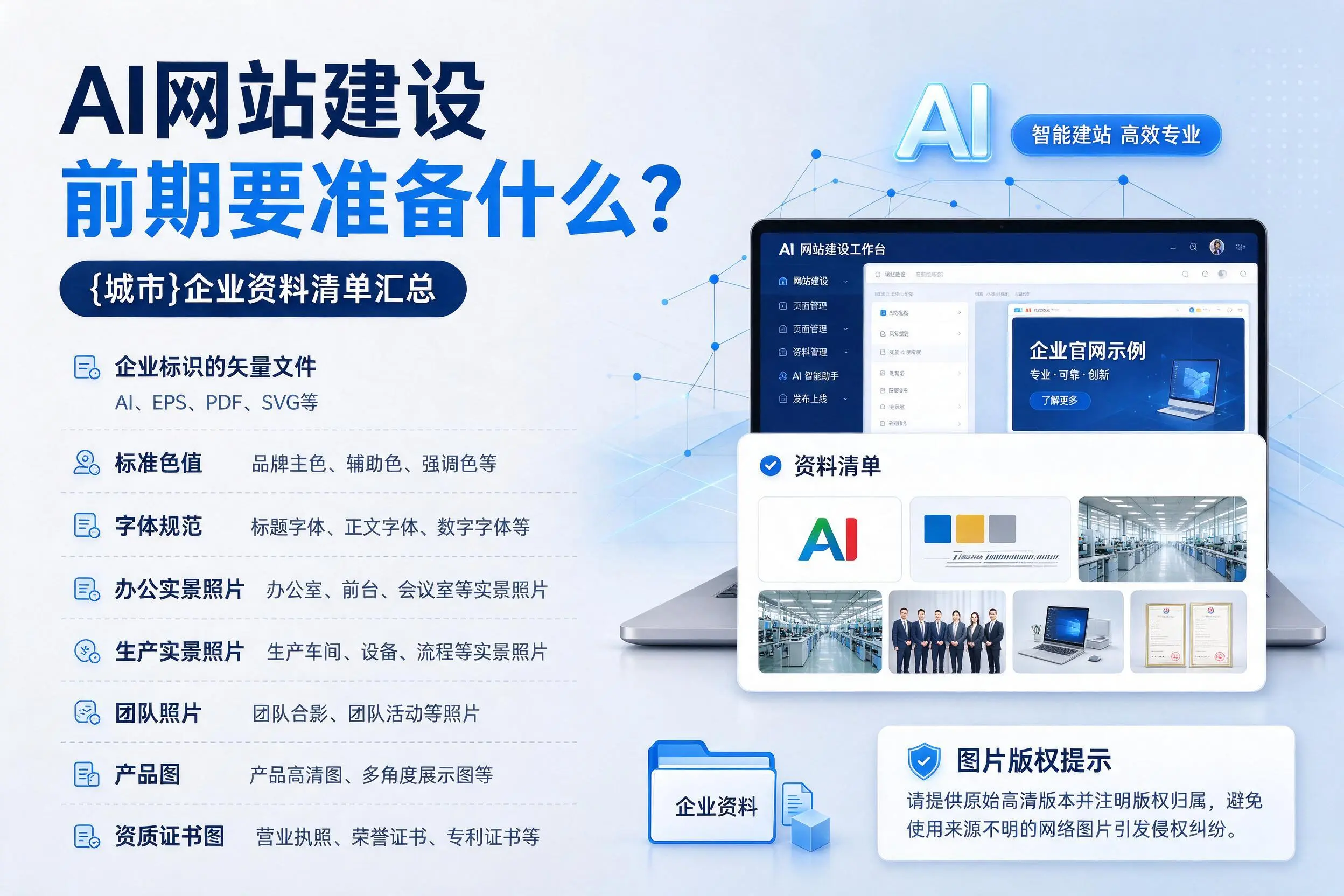 AI网站建设前期要准备什么?贺州企业资料清单汇总